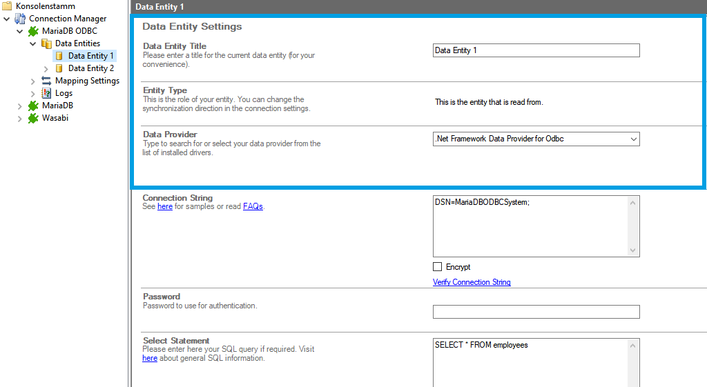 Step 2 MariaDB ODBC integration source setup.png