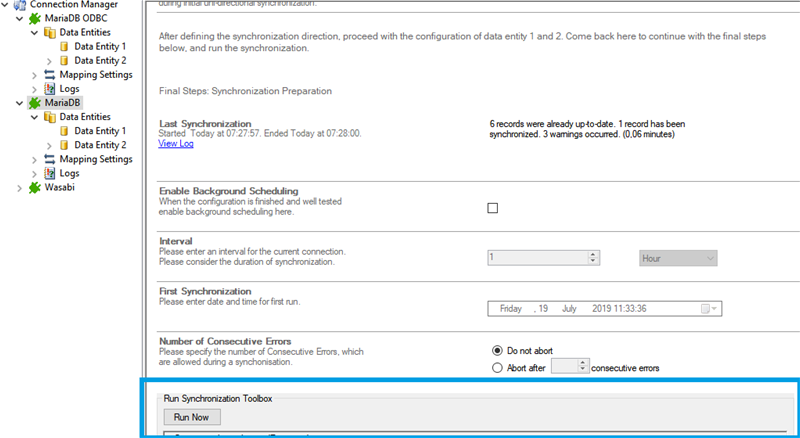 Start the data integration of mariadb