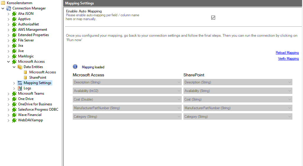 Microsoft Access SharePoint mapping