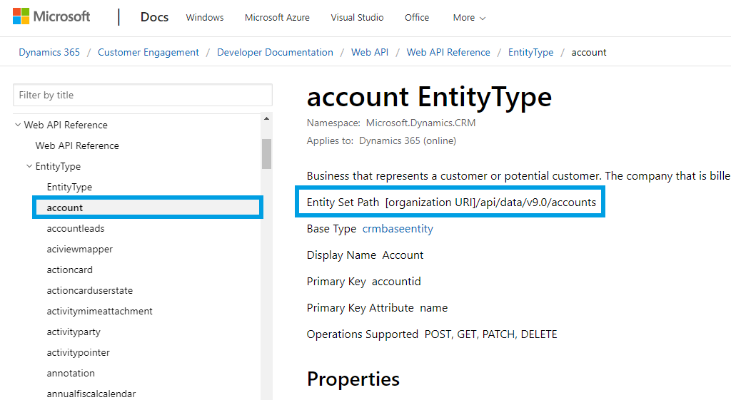 Microsoft CRM API endpoint