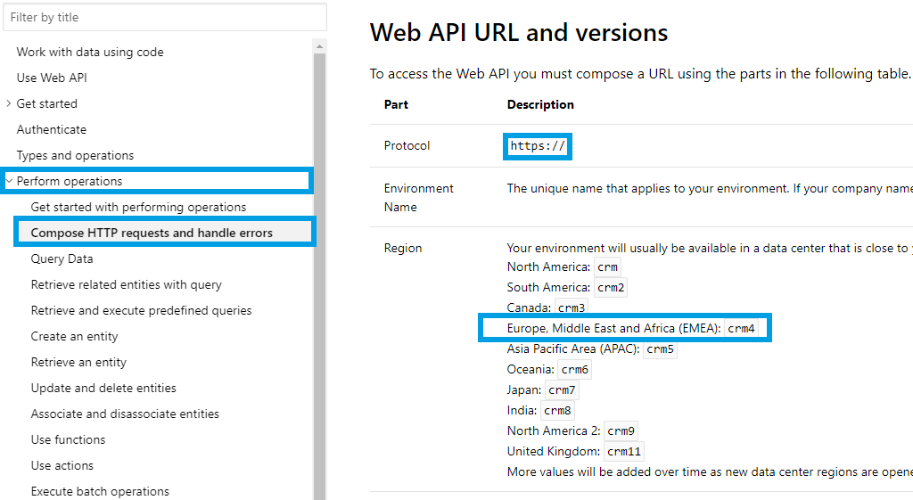 Microsoft CRM building company API URL