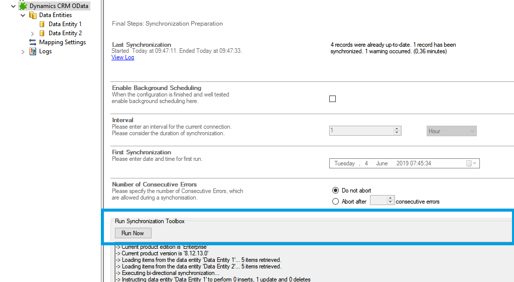 Step 5 Microsoft Dynamics CRM data integration start.png