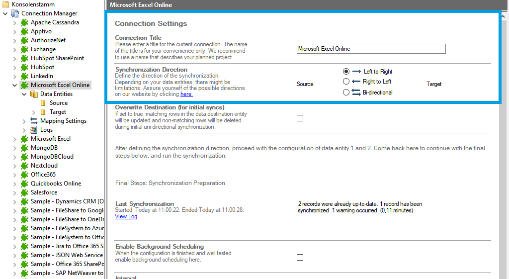 Step 1 Microsoft Excel Online connection setup.png