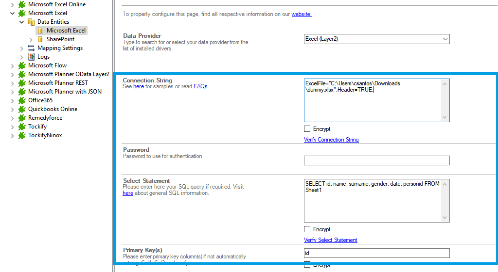 Step 2.5 Microsoft Excel integration connection string setup.png