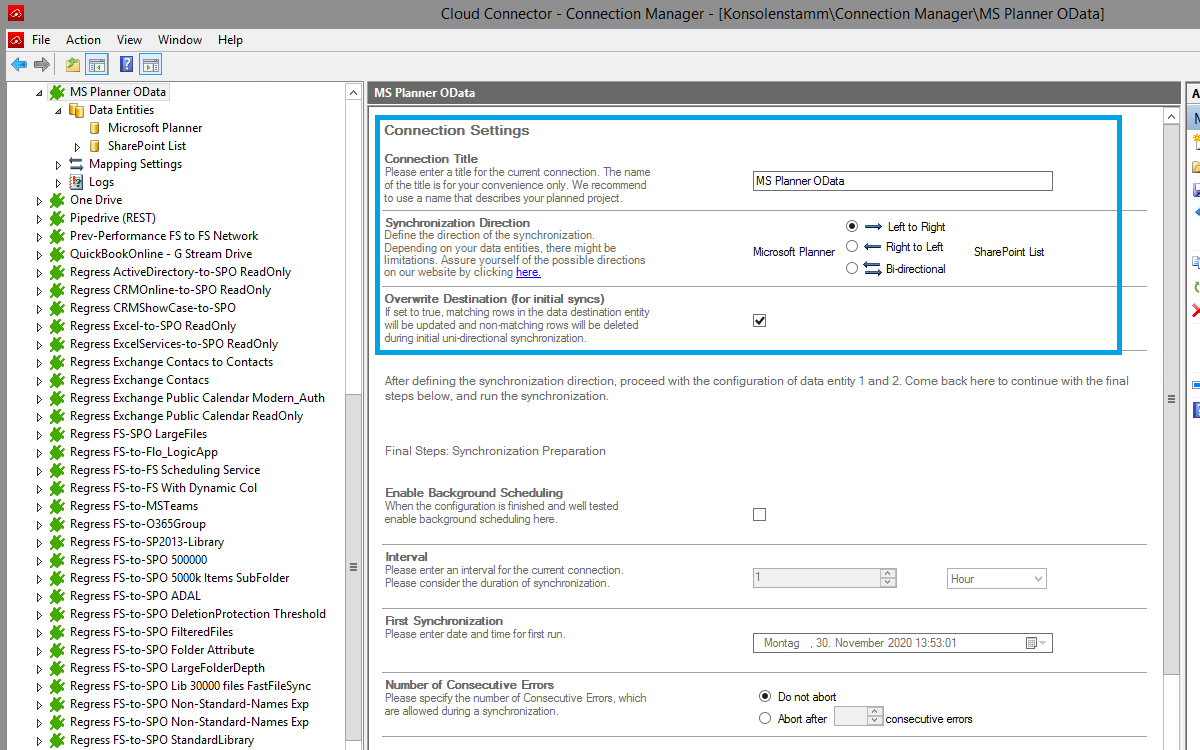 Layer2 Cloud Connector Connection Configuration