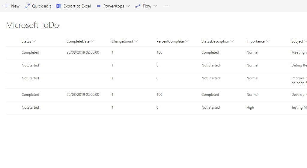 Finished Microsoft To-Do integration