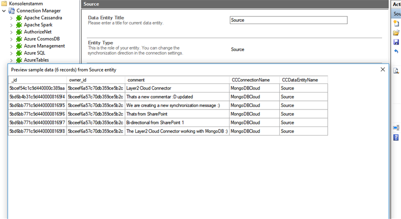 Preview data of MongoDB integration