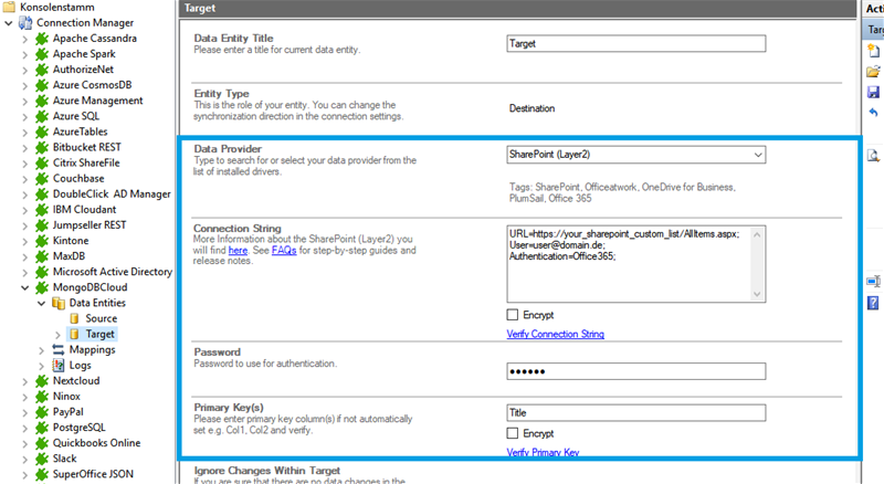 Step 3 MongoDB integration target setup