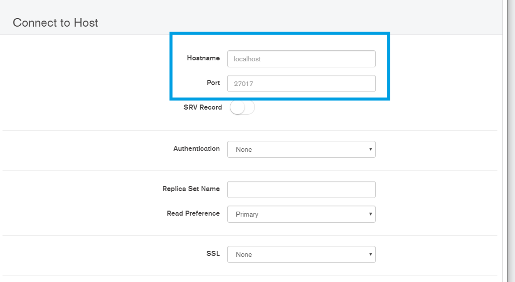 MongoDB connection settings