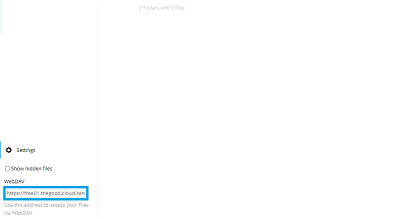 Screenshot of how to get Nextcloud WebDAV address