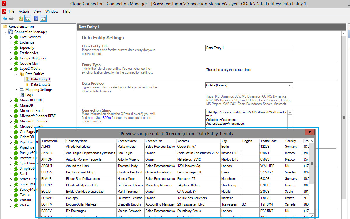 Layer2 Cloud Connector Data Preview