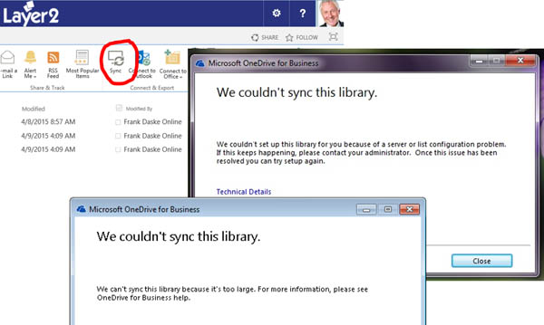 how to sync local file server with sharepoint online office 365 onedrive for business sync issues