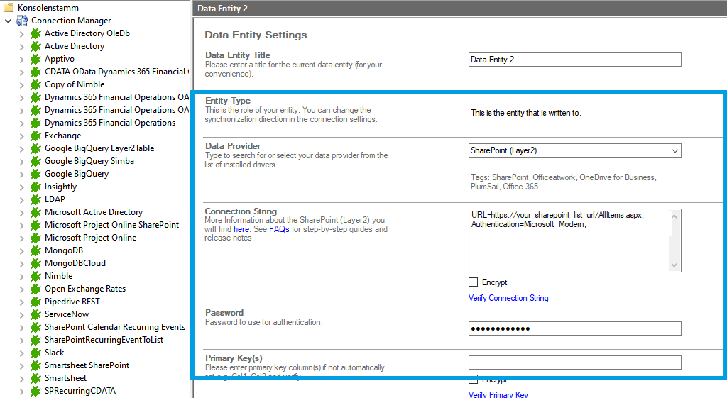 Target setup for OnePageCRM integration in the Layer2 Cloud Connector