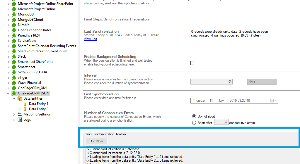 Step 5 OnePageCRM data integration start.png