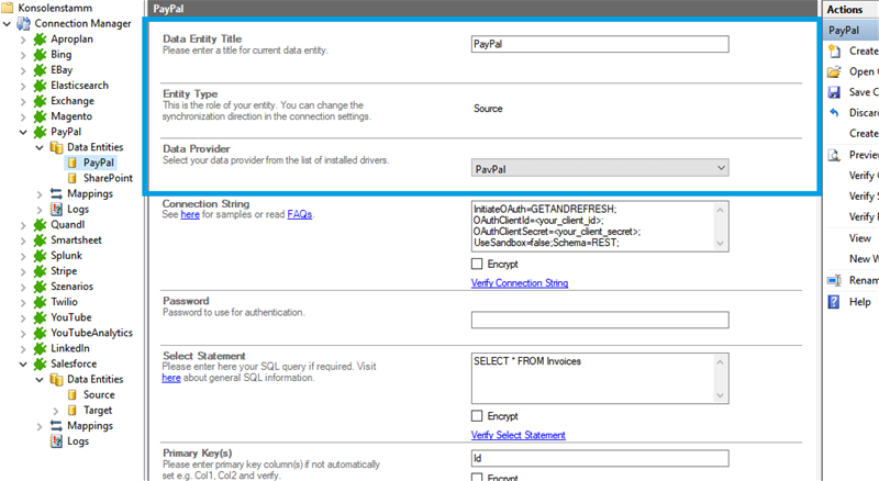 Source setup for PayPalt integration in the Layer2 Cloud Connector