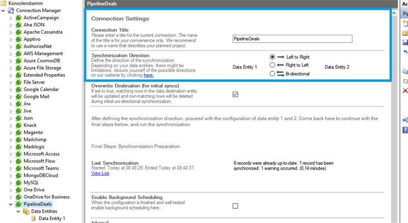 Step 1 PipelineDeals connection setup