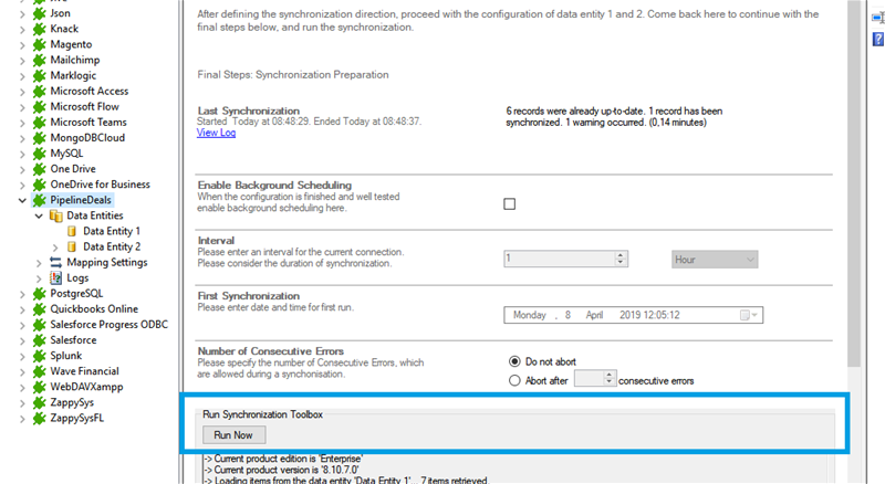 Step 5 PipelineDeals data integration start