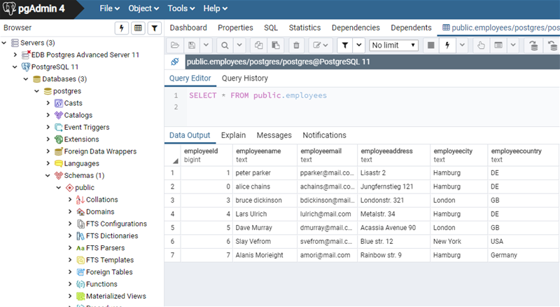 Data of postgresql ready for integration with target system