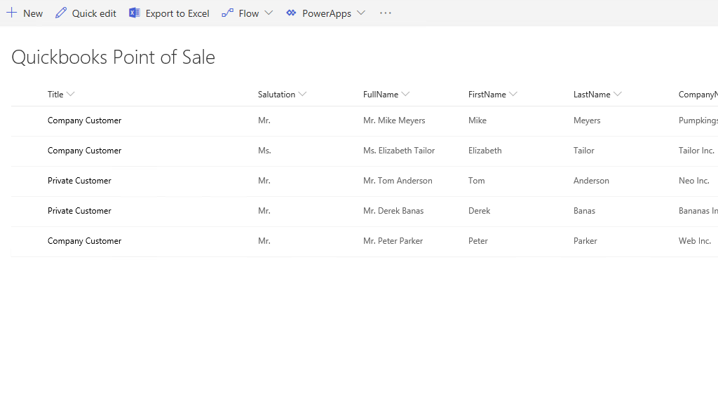 Finished data integration of quickbooks point of sale