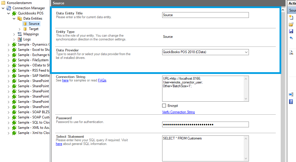 Source setup for quickbooks point of sale integration in the Layer2 Cloud Connector