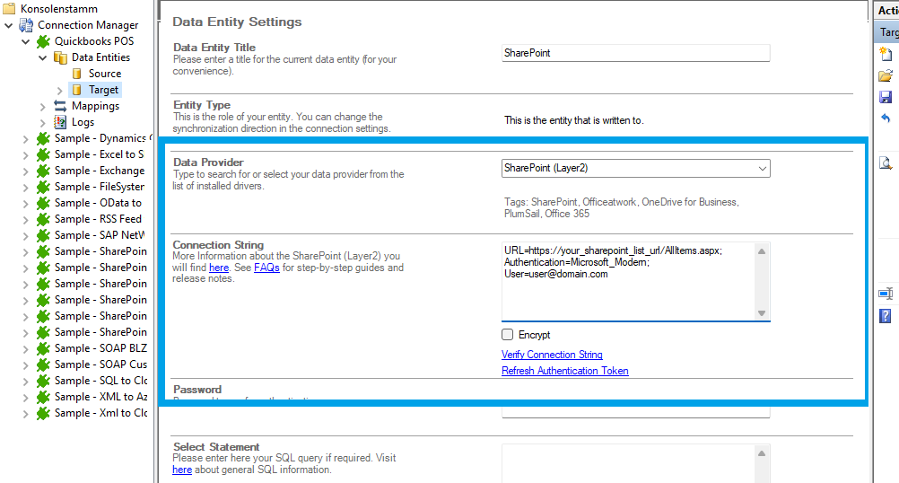 Target setup for quickbooks point of sale integration in the Layer2 Cloud Connector