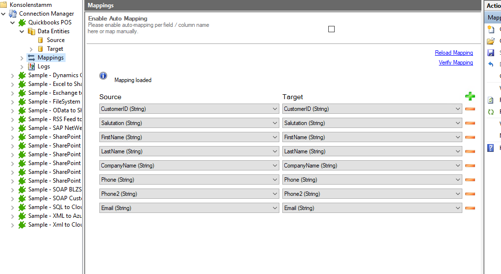 Mapping in the Layer2 Cloud Connector for quickbooks point of sale data integration