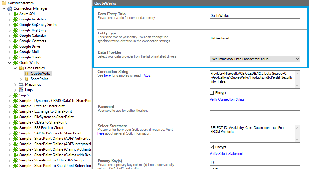 Setup the source in the Layer2 Cloud Connector for the quotewerks data integration