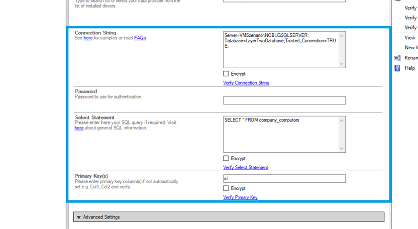 Step 2.5 SSCM integration connection string setup