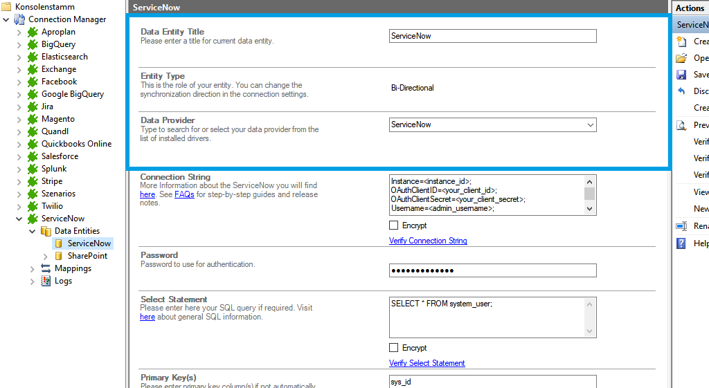 Source setup for ServiceNow integration the Layer2 Cloud Connector 