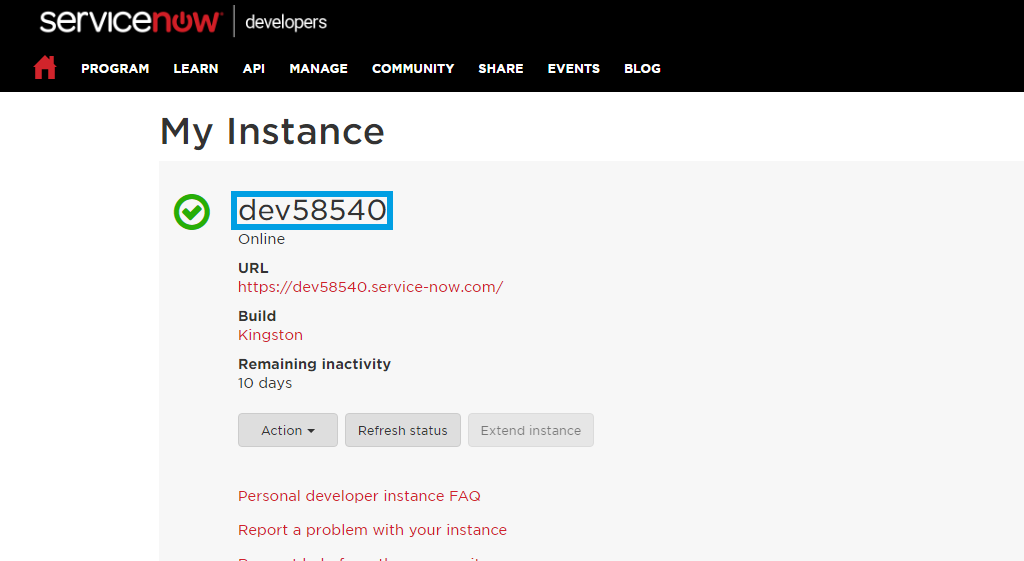 Servicenow instance id