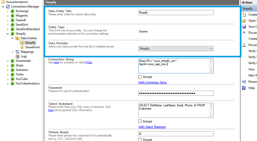 Source setup for Shopify integration in the Layer2 Cloud Connector