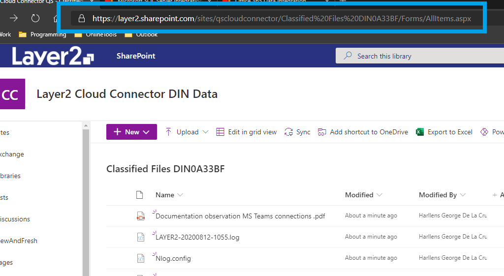 SharePoint Layer2 Cloud Connector Connection Library URL
