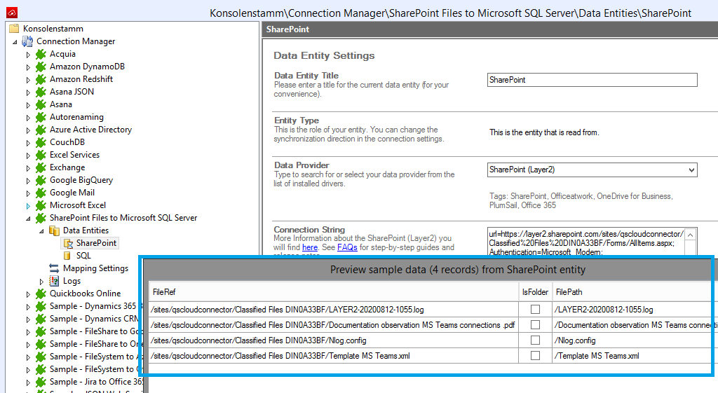 Blob Layer2 Cloud Connector Data Preview