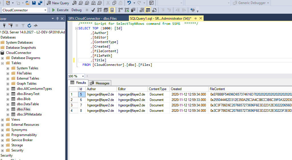 Blob Layer2 Cloud Connector Data Destination