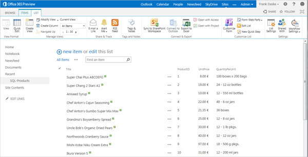 sql external data sharepoint 2013 You can manage your data from SQL in SharePoint. Your data destination in Microsoft SharePoint 2013, Office 365 will look like our example.
