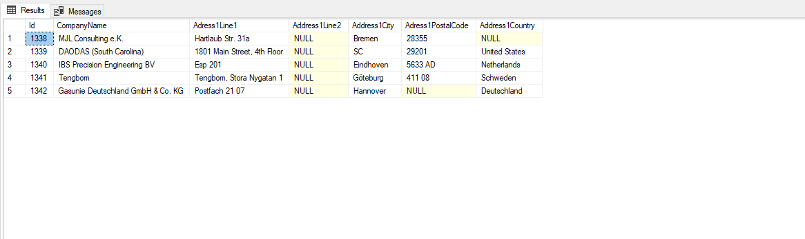 SQL Data Result