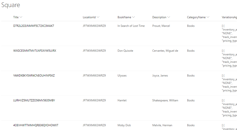 Finished data integration of Square.