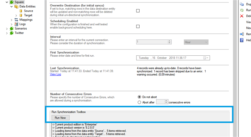 Start the data integration of Square