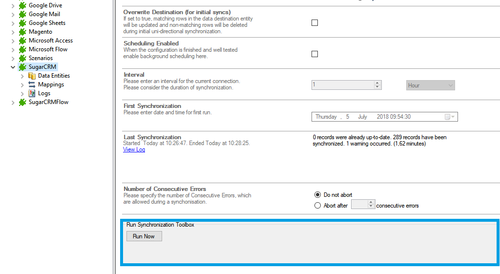 Step 5 SugarCRM data integration start.png