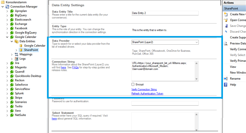 Target configuration in the Layer2 Cloud Connector for SuiteCRM integration