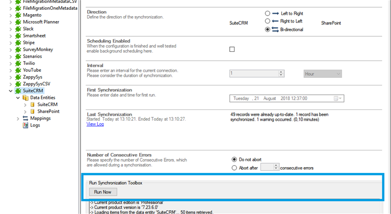 Run the SuiteCRM integration