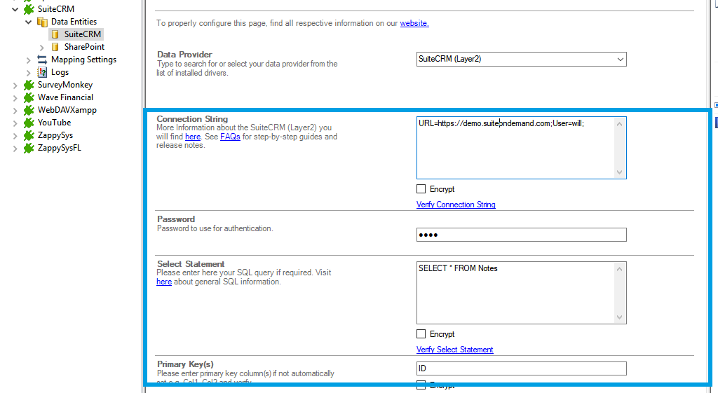 Step 2.5 SuiteCRM integration connection string setup.png