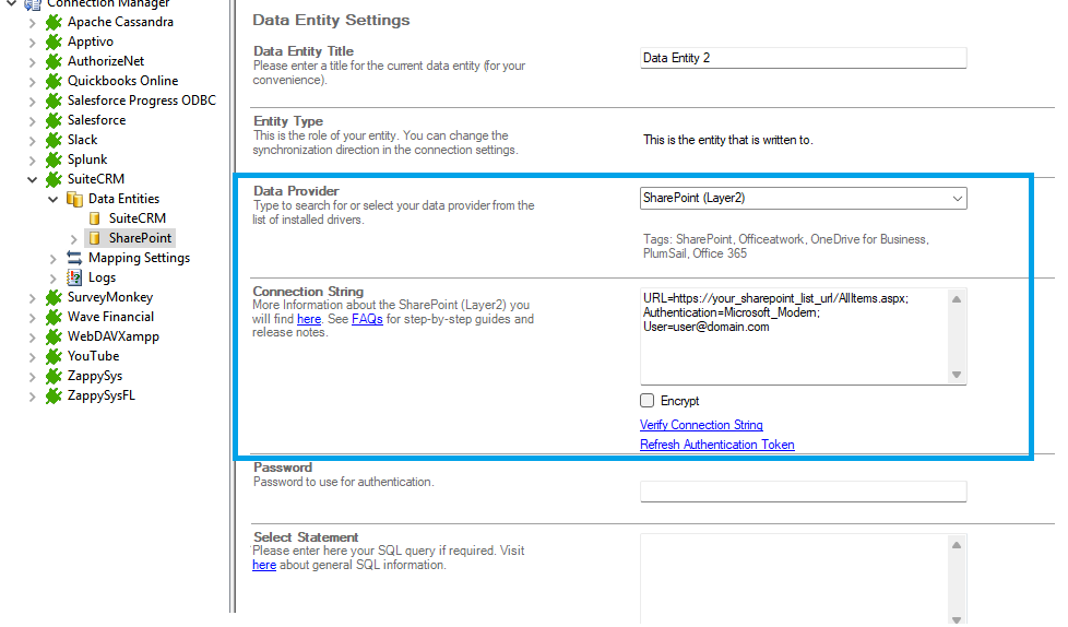 Step 3 SuiteCRM integration target setup