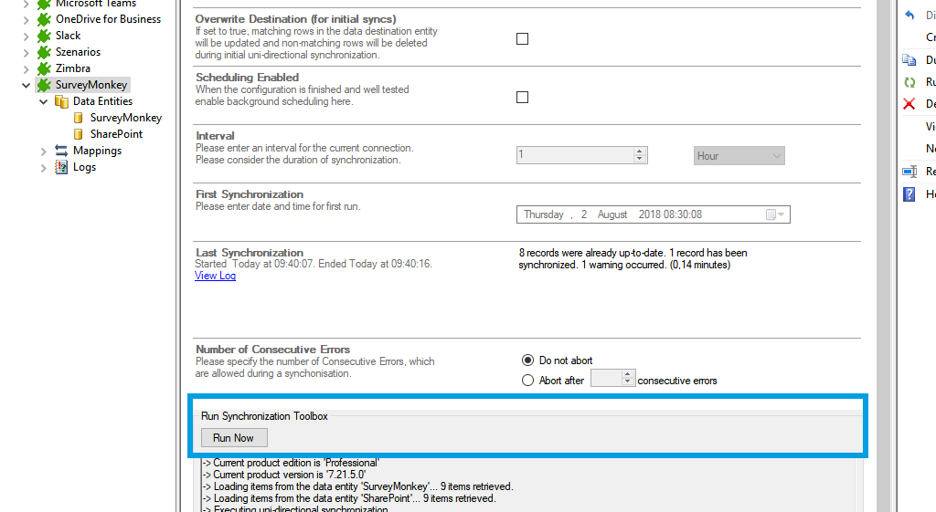 Start the data integration of SurveyMonkey