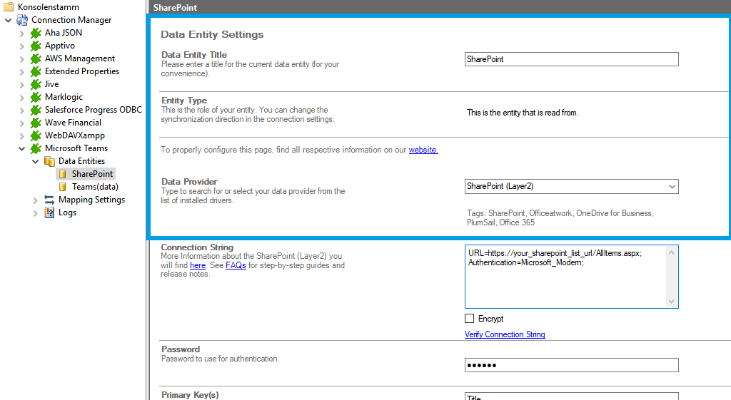 Step 2 Teams (data) integration source setup