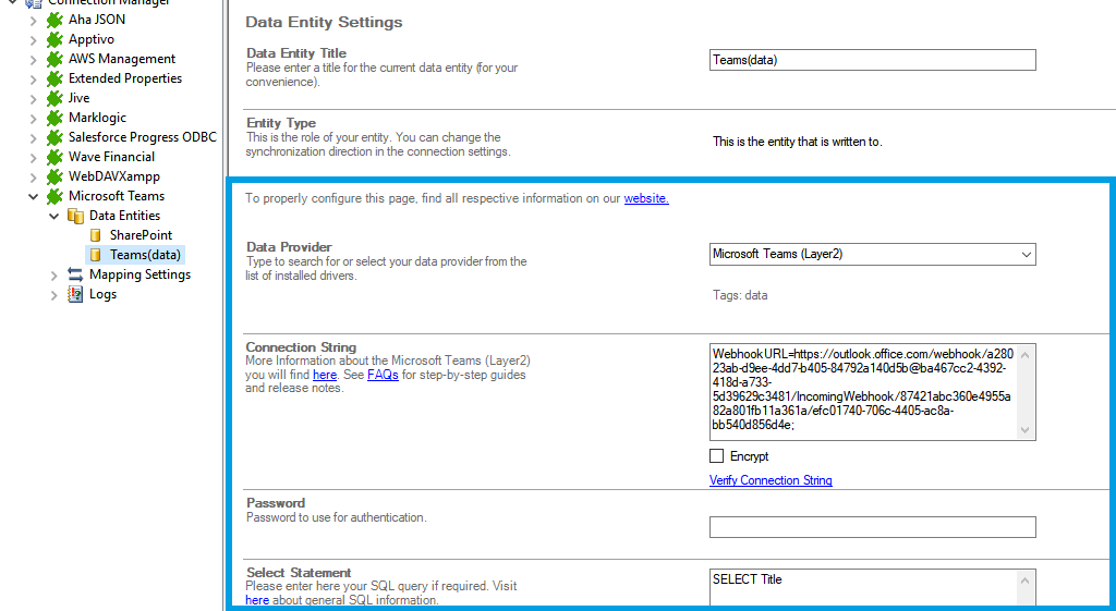 Step 3 Teams (data) integration target setup