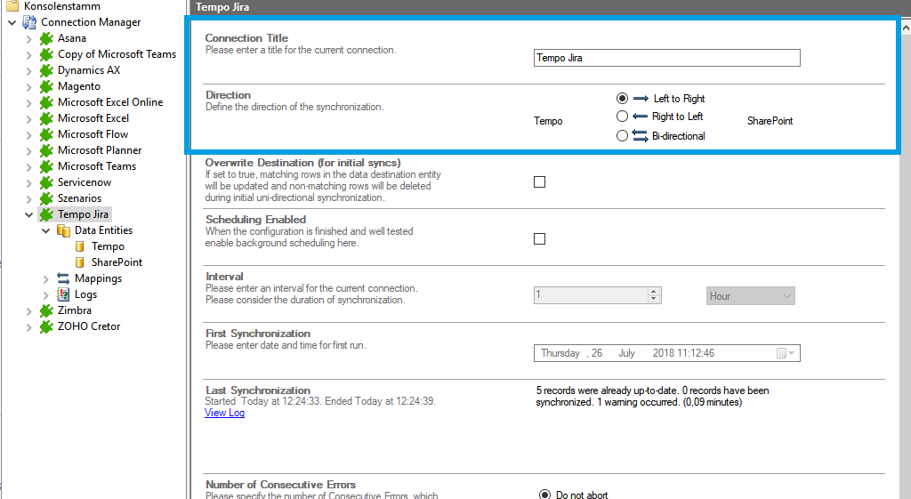 Connection setup for Tempo integration in the Layer2 Cloud Connector