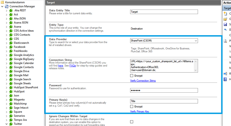 Target setup for twitter integration in the Layer2 Cloud Connector