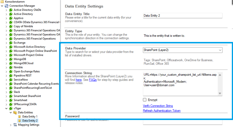 Target setup for vtiger integration in the Layer2 Cloud Connector