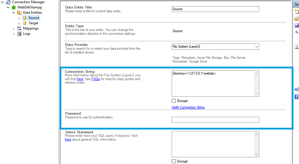 Step 2.5 WebDAV integration connection string setup.png